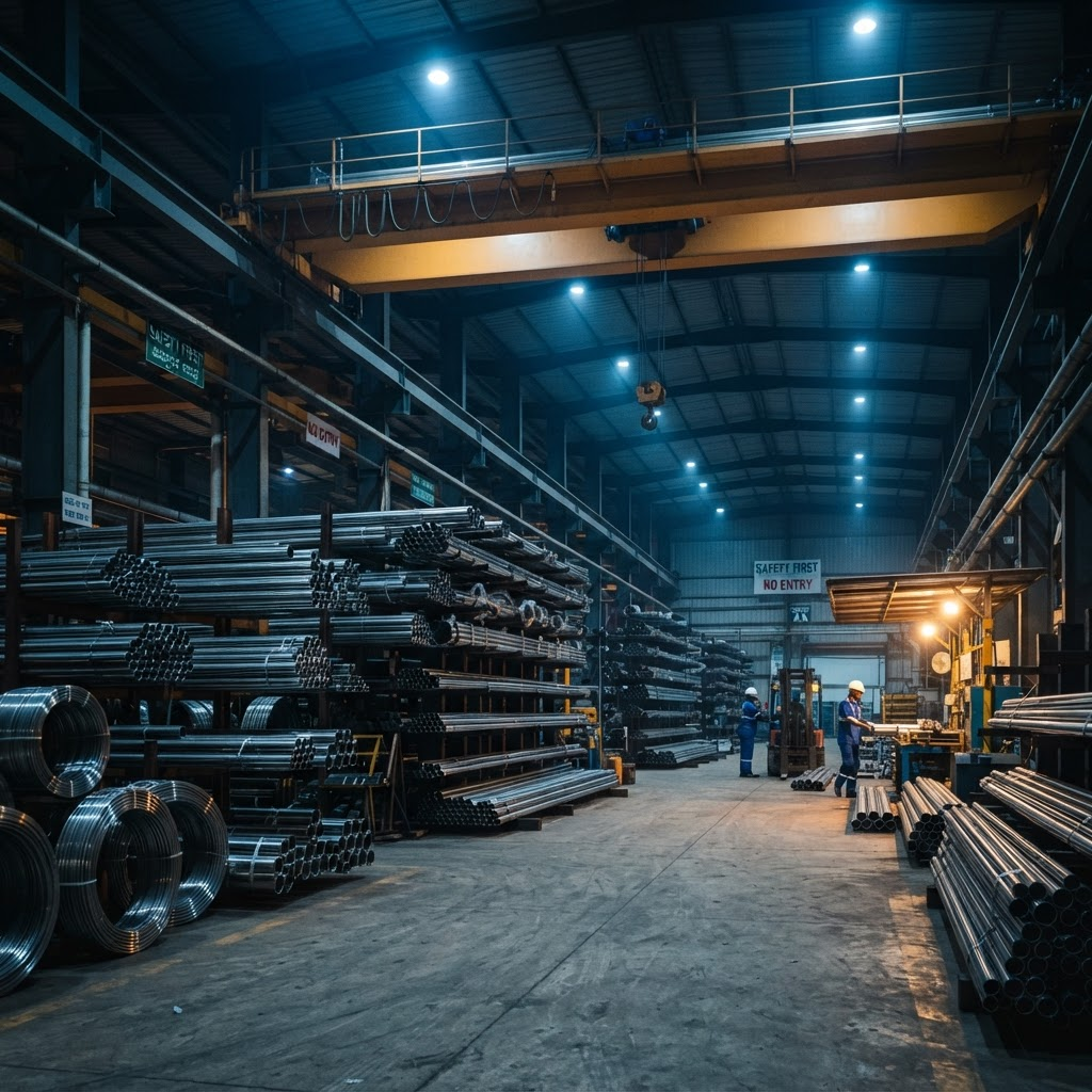 PCI stainless steel warehouse with pipe racks